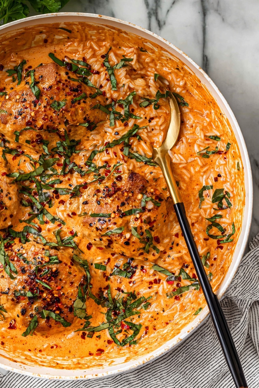 The image shows a white plate with creamy orange-colored orzo pasta mixed with green spinach leaves. On top of the pasta are six thick slices of grilled chicken with a golden-brown crust, sprinkled with small white cheese bits and fresh green parsley leaves. The chicken slices lay across the pasta in the middle of the plate. The sauce on the pasta looks smooth and coats the orzo well. The background has a white marbled texture. photo taken with an iphone --ar 2:3 --v 7