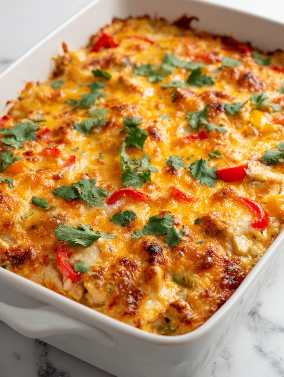 A single piece of fried food is placed at the center of a white plate on a white marbled surface. The base layer is golden brown and crispy, covered by a layer of melted yellow cheese that has a smooth, slightly shiny texture. On top of the cheese are thin strips of red, green, and orange peppers, adding bright color and a soft, cooked texture. A small green leaf sits near the center, adding a fresh touch. Some melted cheese and peppers are slightly spread to one side on the plate. The photo is taken with an iphone --ar 2:3 --v 7